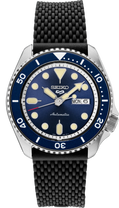 Seiko | SRPD93 Seiko 5 Sports Black Silicone Strap and Blue Sunray Dial
