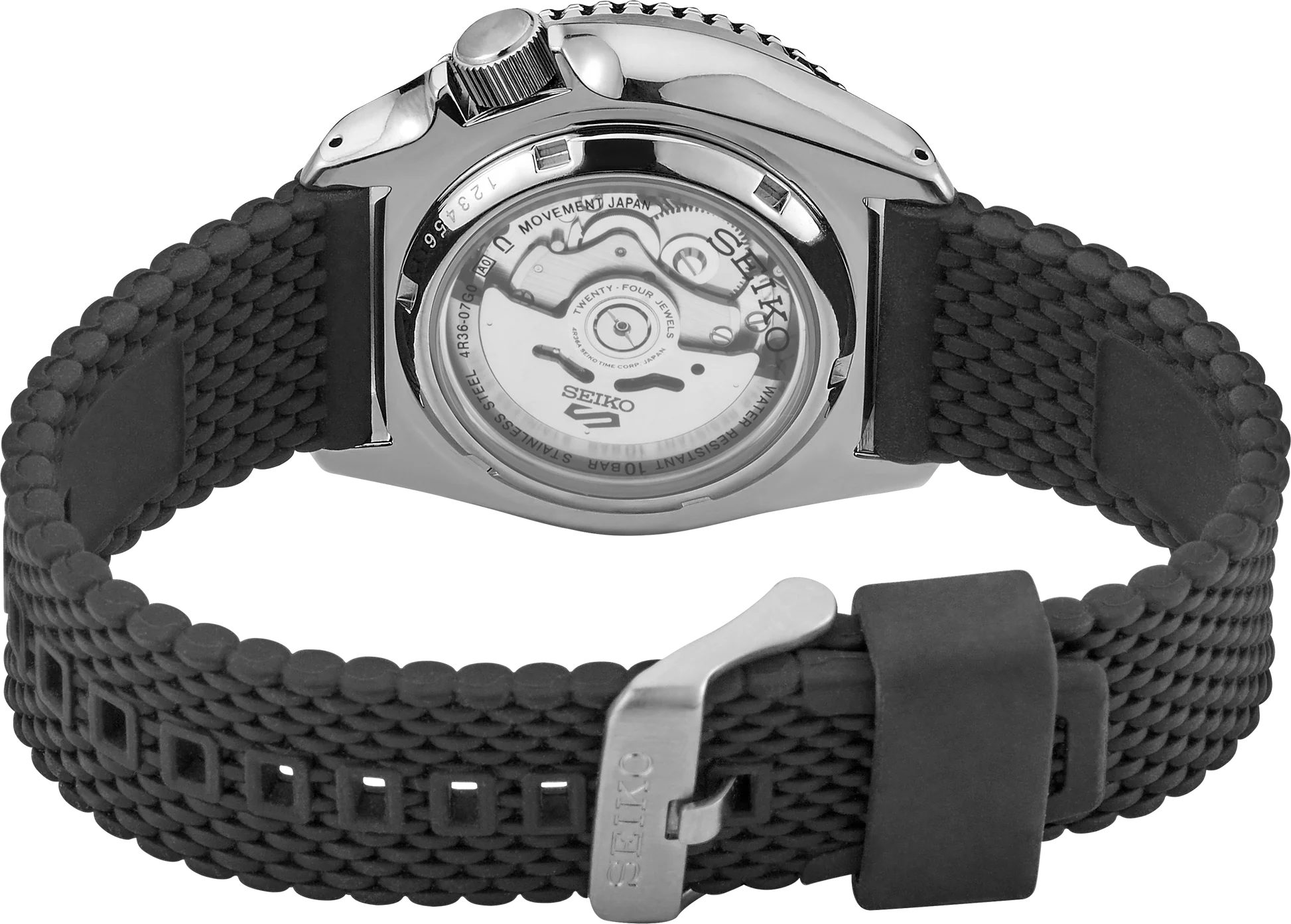 Seiko | SRPD93 Seiko 5 Sports Black Silicone Strap and Blue Sunray Dial Automatic Movement
