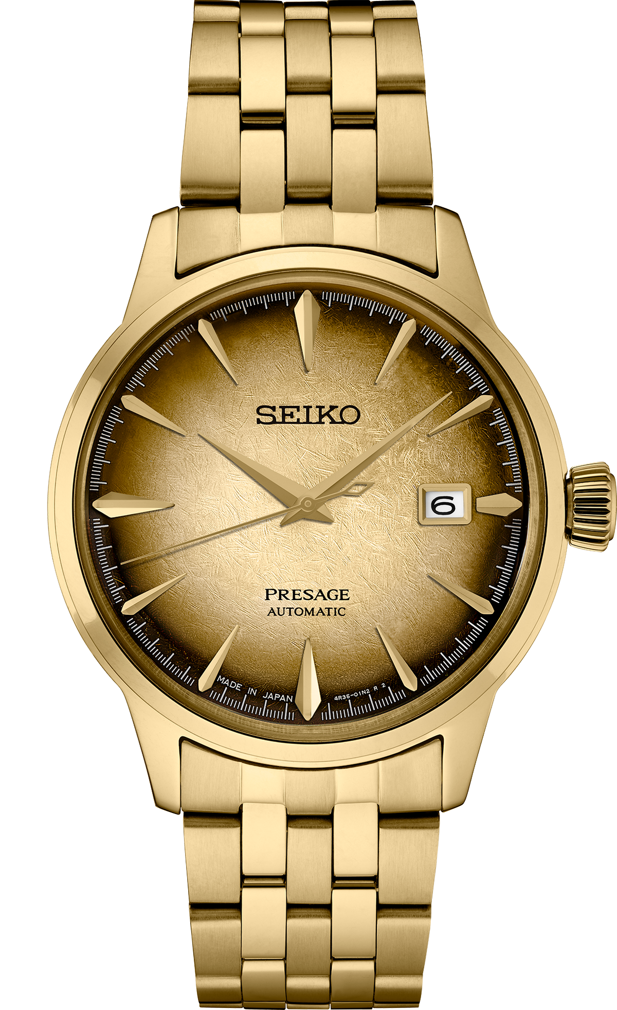 Seiko | SRPK48 Presage Cocktail Time Stainless Steel Gold Tone Automatic Gold Dial Watch U.S Special Edition