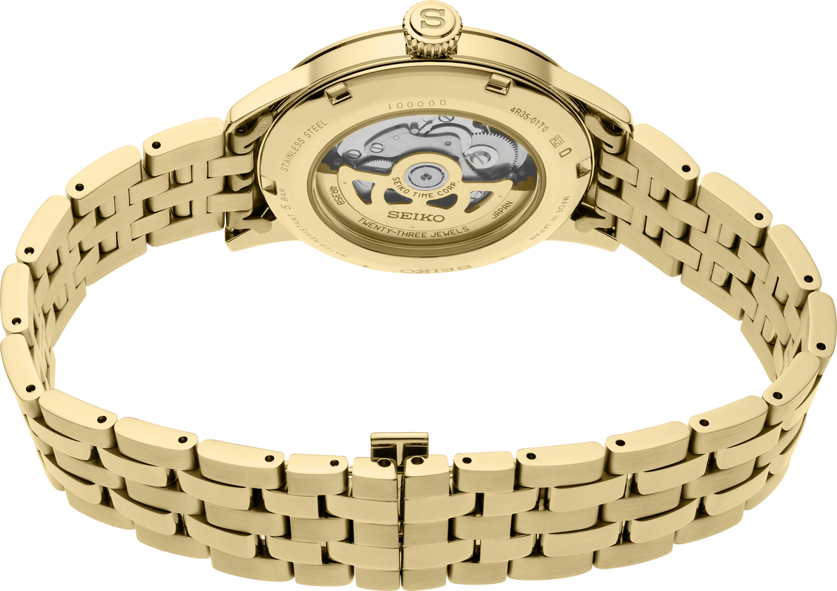 Seiko | SRPK48 Presage Cocktail Time Stainless Steel Gold Tone Automatic Gold Dial Watch U.S Special Edition