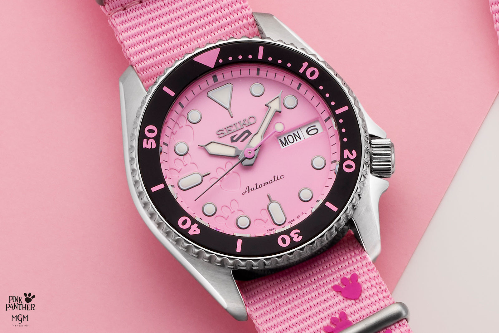 Seiko | SRPM07 Seiko 5 Sport SS Automatic Pink Dial Pink Panther LIMITED EDITION Wet Paint Pink Strap