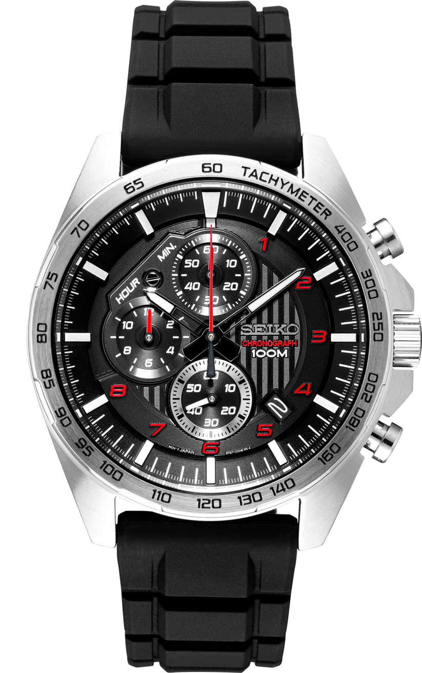 Seiko | SSB325 Essentials Chronograph Black Silicone Strap Men's Watch