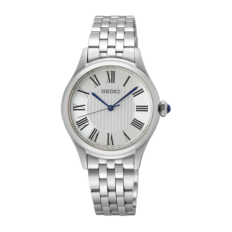 Seiko | SUR609 Ladies White Satin-Finish Essentials Roman Numeral Dial