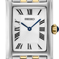Seiko watch with two-tone metal strap on a white background