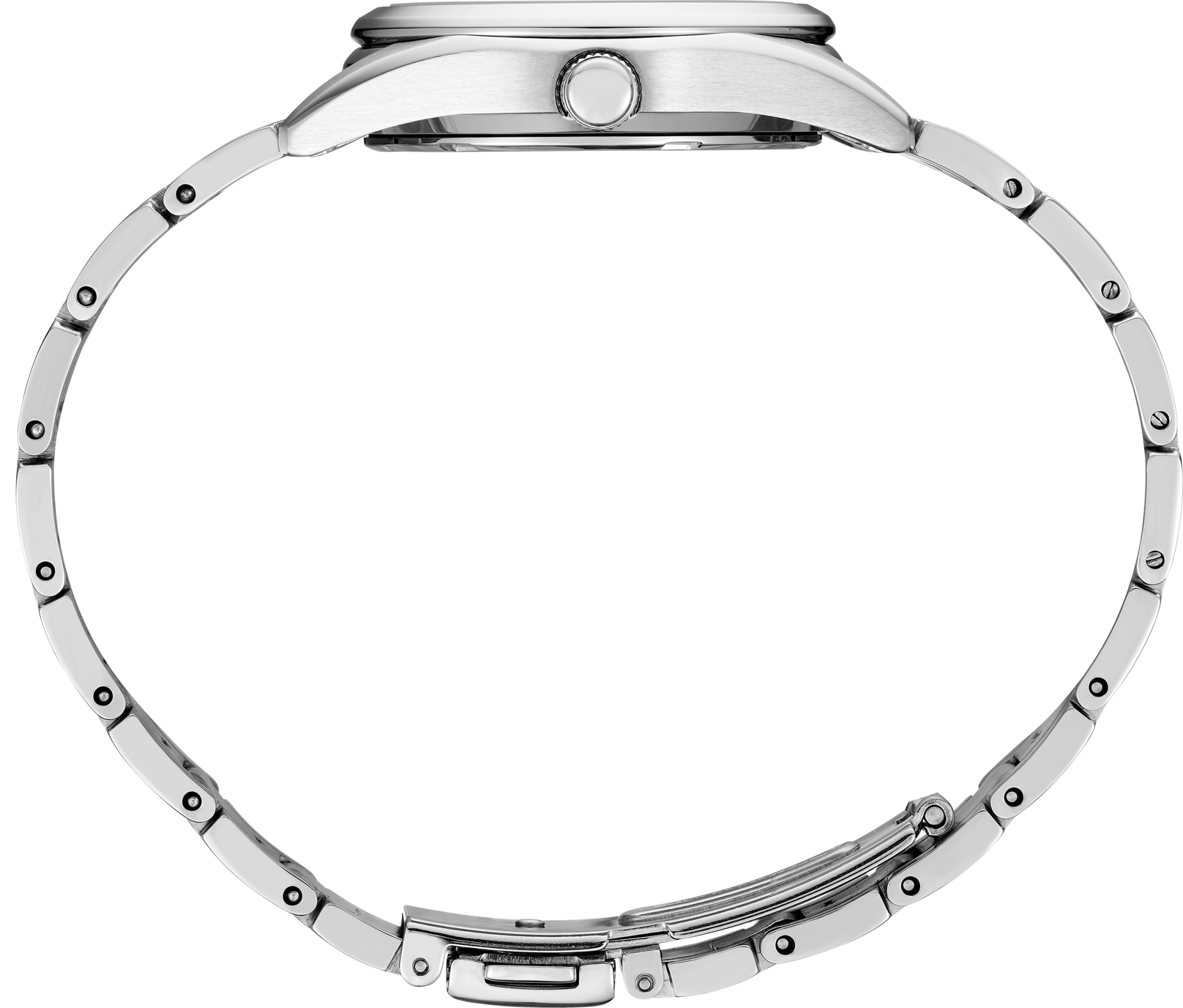 side view of Seiko SUR533 Essentials SS Quartz Green Dial Watch