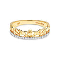 Shanore | 14K Gold Claddagh Ring with Lab Diamond Border