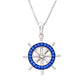 Ocean | Sterling Silver SW Sapphire Crystal Ships Wheel Necklace