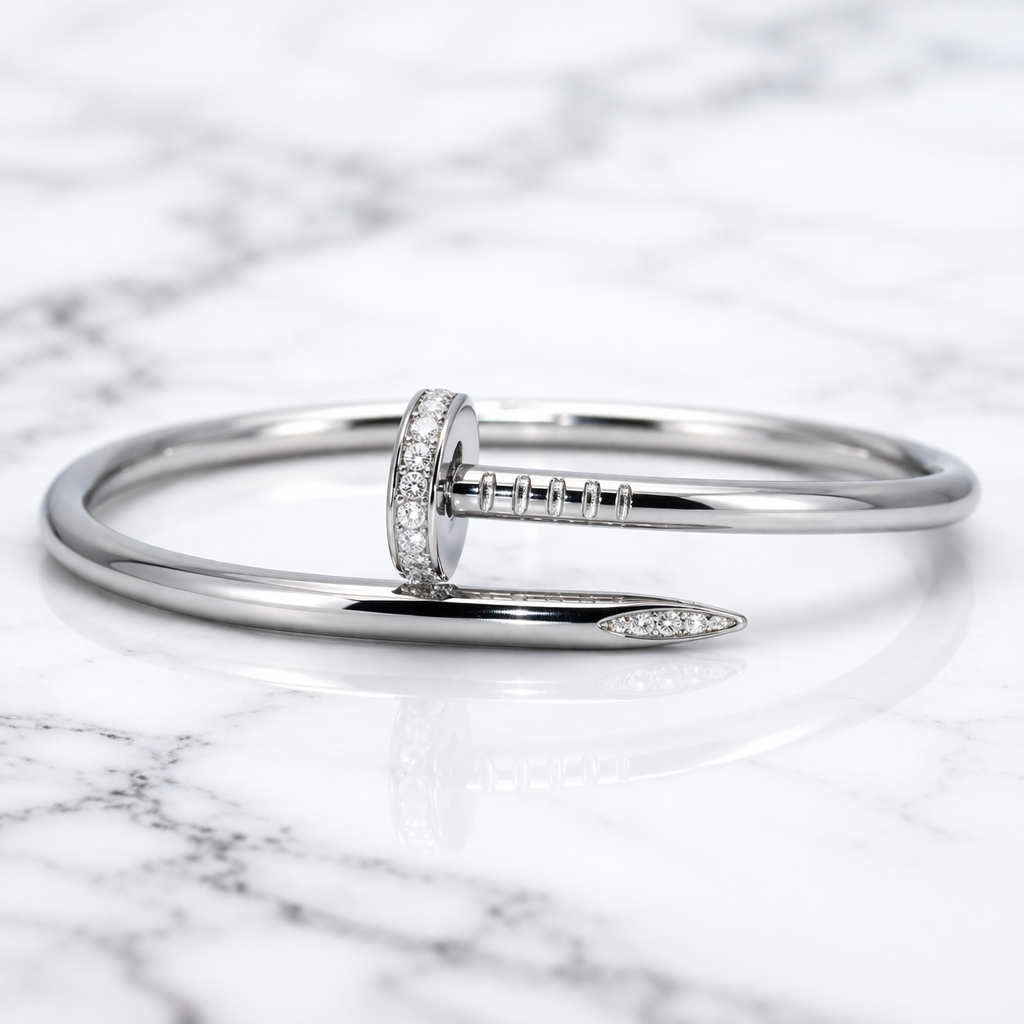 Sterling Silver | Plain Cz Nail Bangle