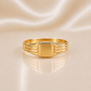 Small Signet Grooved Detail Unisex Ring 19.2k Portuguese Gold