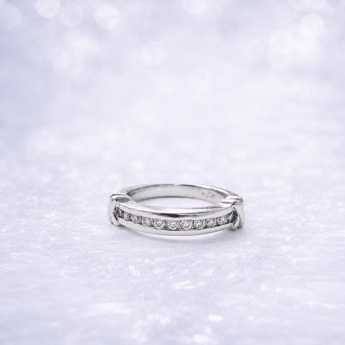 Sterling Silver | Channel-Set Cubic Zirconia Wedding/Anniversary Band 