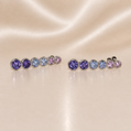 Pair of earrings with multicolored gemstones on a beige background Sterling Silver | Crystal Colorful Drop Earrings