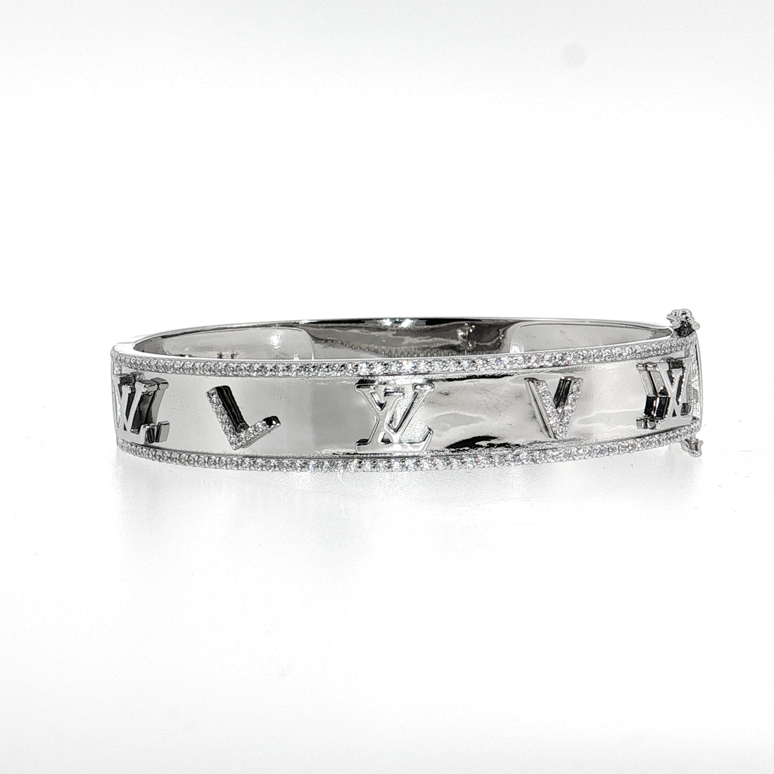 Sterling Silver | Designer-Inspired Bangle Bracelet with Pavé CZ Detail
