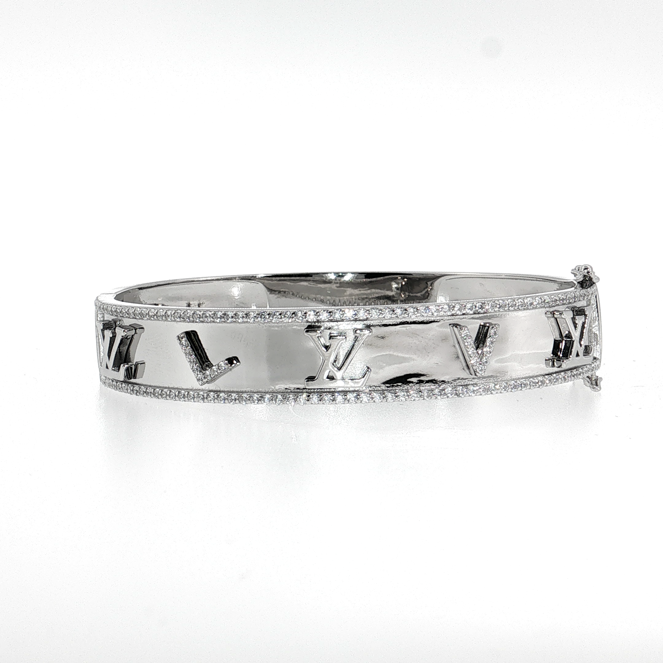 Sterling Silver | Designer-Inspired Bangle Bracelet with Pavé CZ Detail