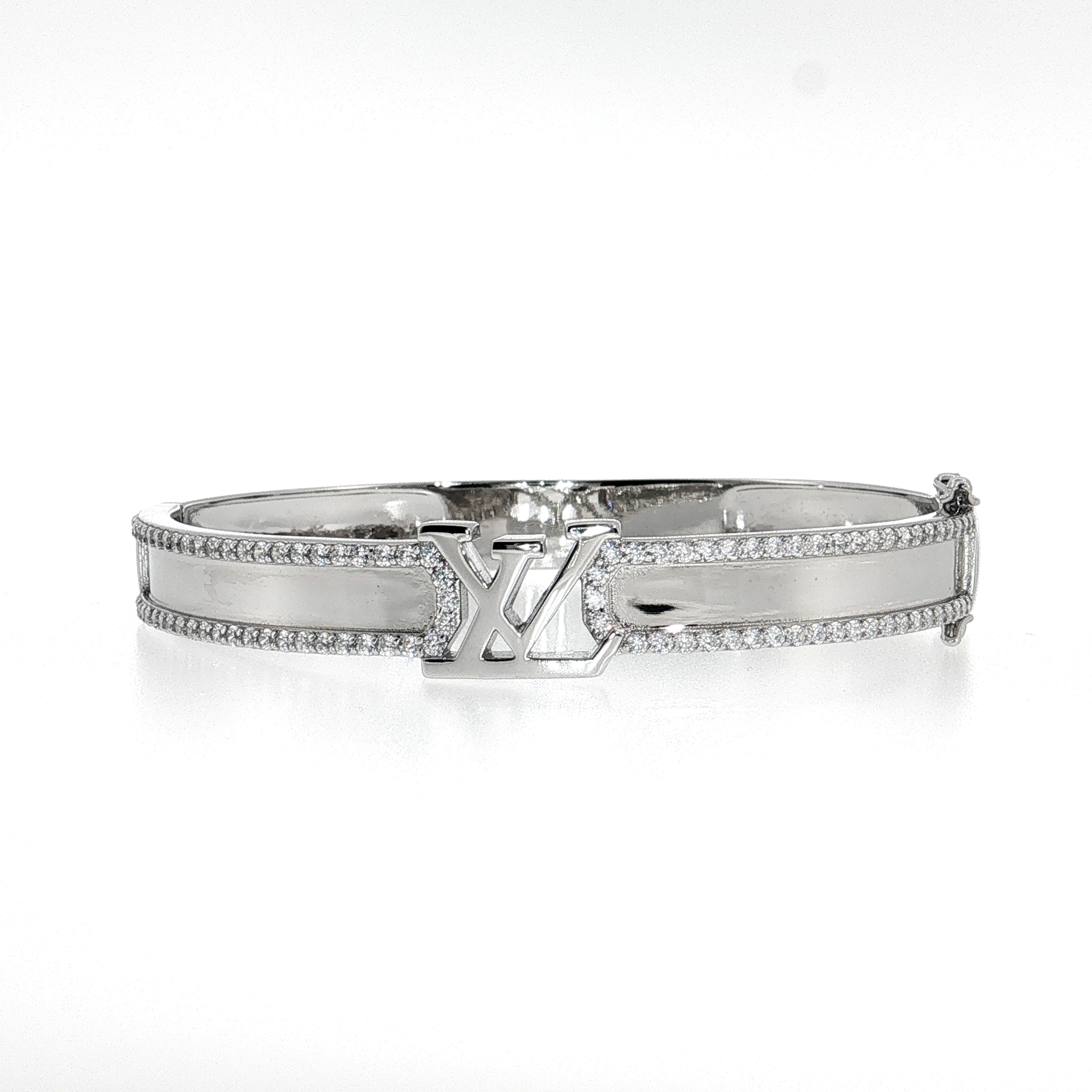 Sterling Silver | Designer-Inspired Raised Letter Centerpiece and CZ Edges