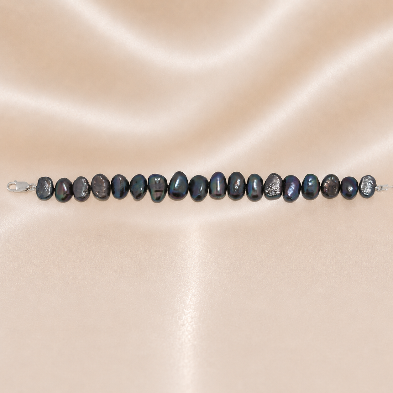 Pearl bracelet on a beige background Sterling Silver | Freshwater Pearl Bracelet with Adjustable Links