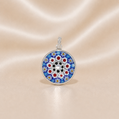 Round multicolored pendant on a beige background Sterling Silver | GlassOfVenice Murano Glass Millefiori Pendant
