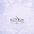 Sterling Silver | Marquise Cut Engagement Ring with Cubic Zirconia Accents