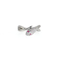 Sterling Silver | Pavé CZ Snake Bypass Ring with Color Accent Stones