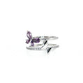 Sterling Silver | Purple CZ Butterfly Double Band Ring