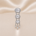 Diamond earring on a satin background Sterling Silver | Triple Drop CZ Pendant