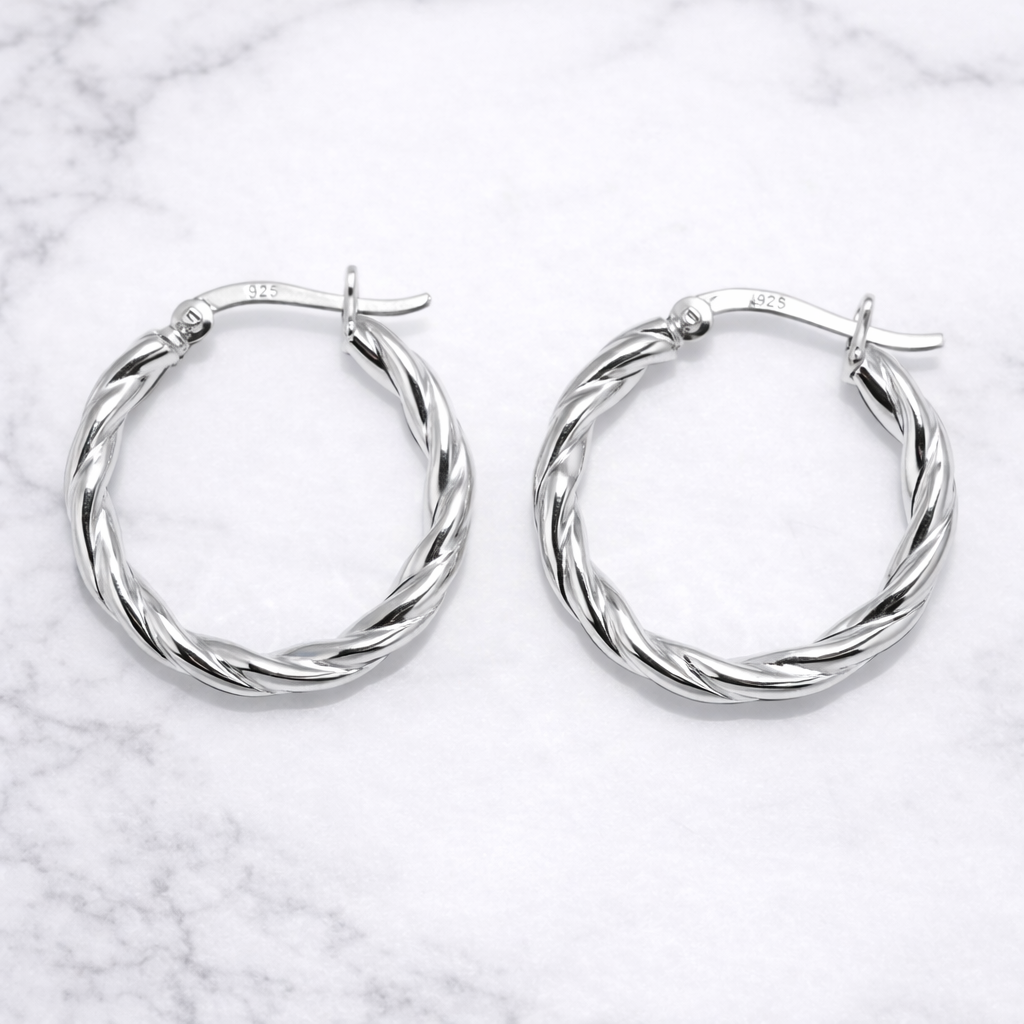 Sterling Silver | Twist 20mm Hoops