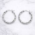 Sterling Silver | Twist 20mm Hoops