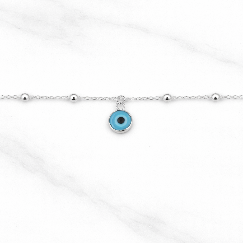 Sterling Silver | Round Evil Eye Anklets