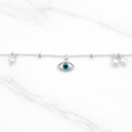 Sterling Silver | Marquise Evil Eye Beaded Anklet