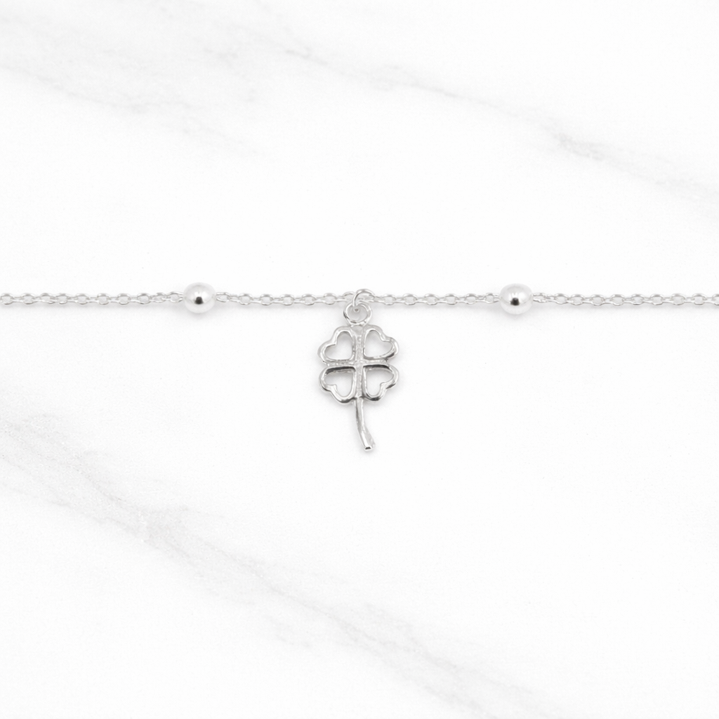Sterling Silver | Clover Beaded Anklet