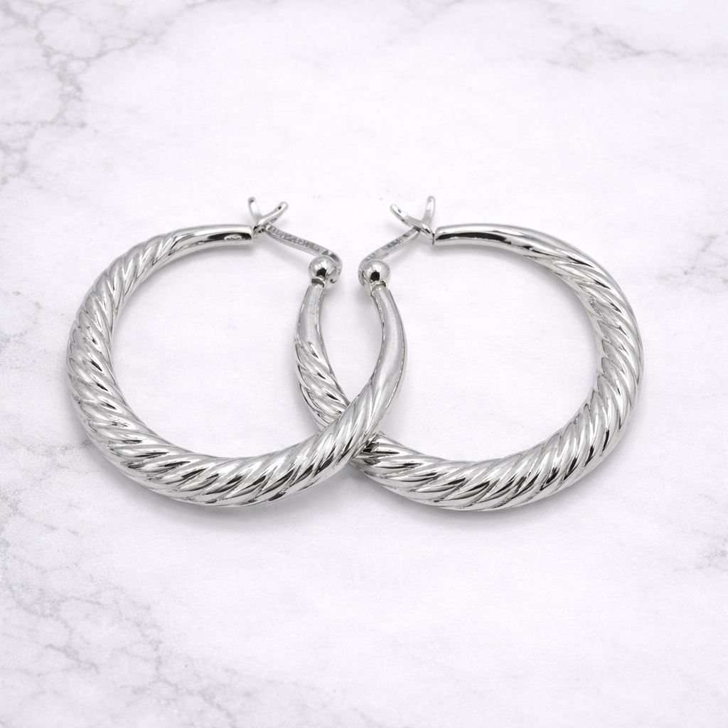 Sterling Silver | Double Twist 29mm Hoops