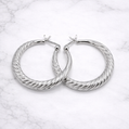 Sterling Silver | Double Twist 29mm Hoops