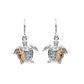 Ocean | Silver SW Crystal Turtle and Baby Drop Earrings Rose Plate