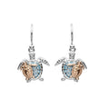 Ocean | Silver SW Crystal Turtle and Baby Drop Earrings Rose Plate