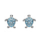 Ocean | Sterling Silver Stud Turtle Aqua Crystal Earrings