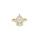 Gold ring with a pear-shaped diamond on a white background 14K Gold | YG 3.01 CT Lab Pear w/ .13ct  Natural Marquise Diamond Accents & .05ct Round Halo