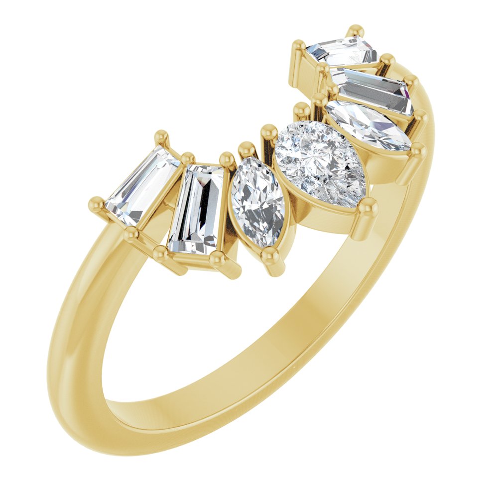Lab Diamond Wedding Contour Band 14K Gold