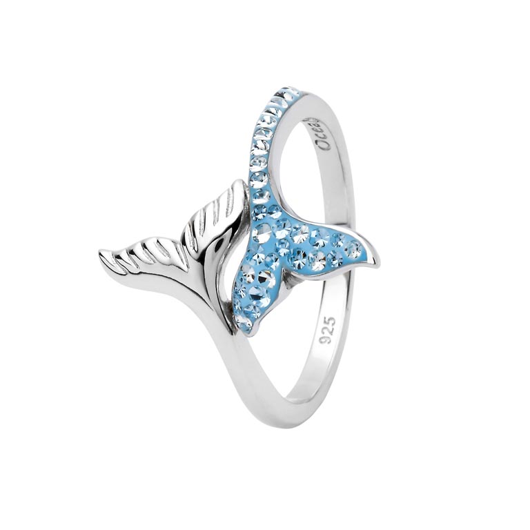 Ocean | Sterling Silver Swarovski Whale Tail Ring