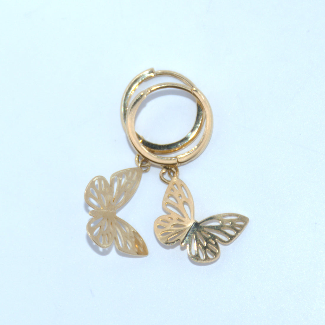 14K Gold | YG Butterfly Dangle Huggie Earrings