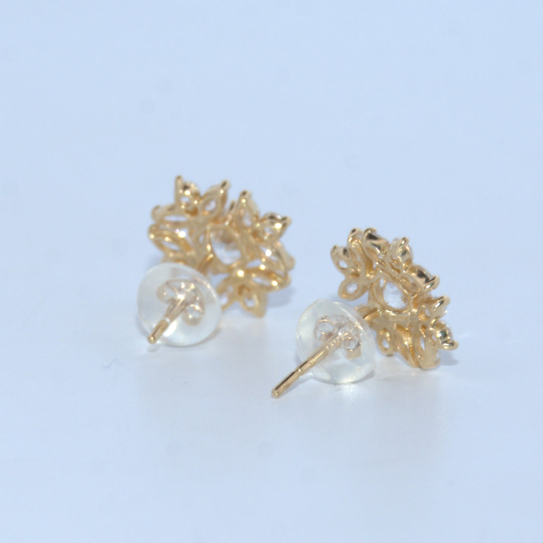 14K Gold | YG CZ Starburst Stud Earrings
