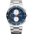 Bering | Solar Mens Blue Dial Watch 34440-708 Chronograph Stainless Steel Watch