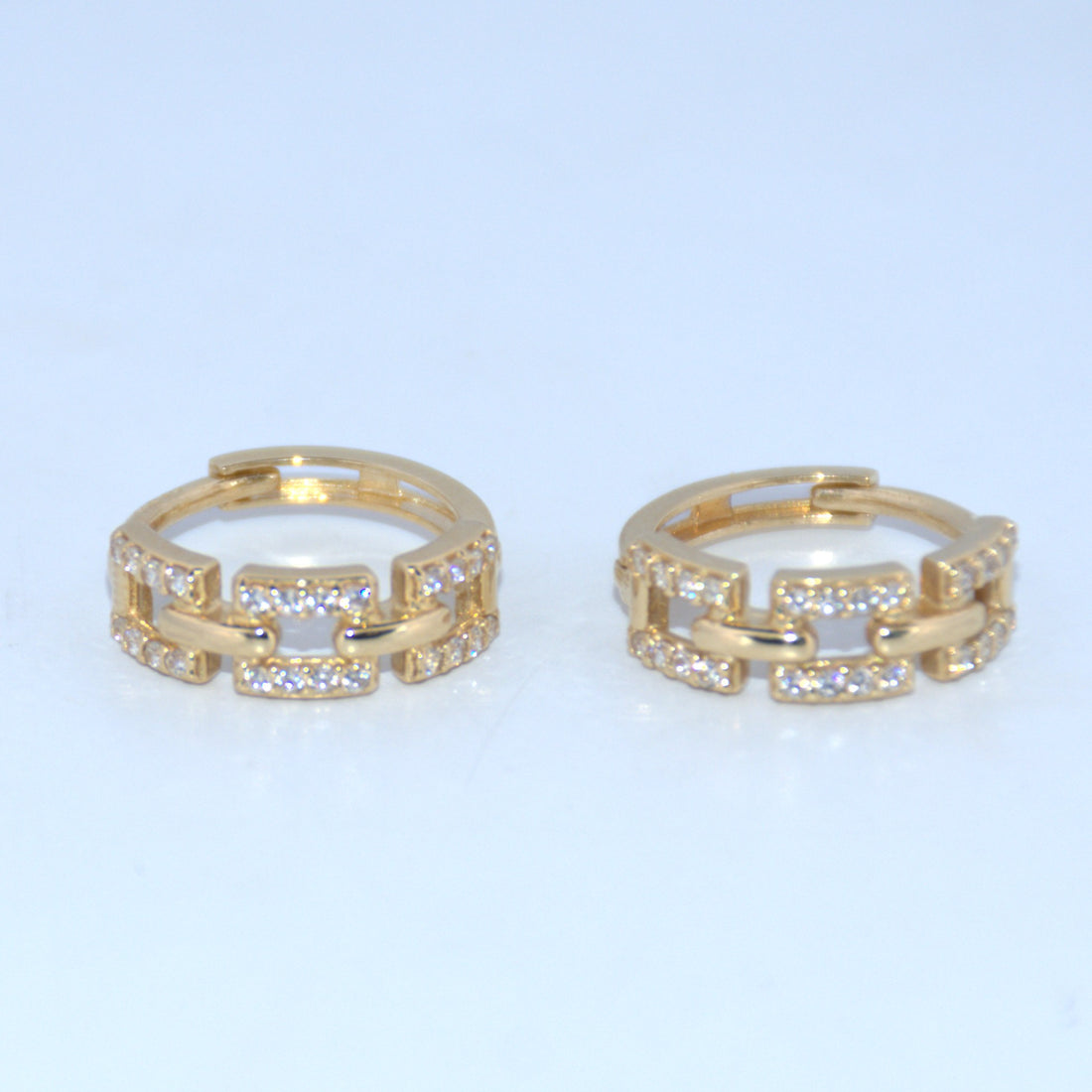 14K Gold | YG CZ Chain Huggie Earring