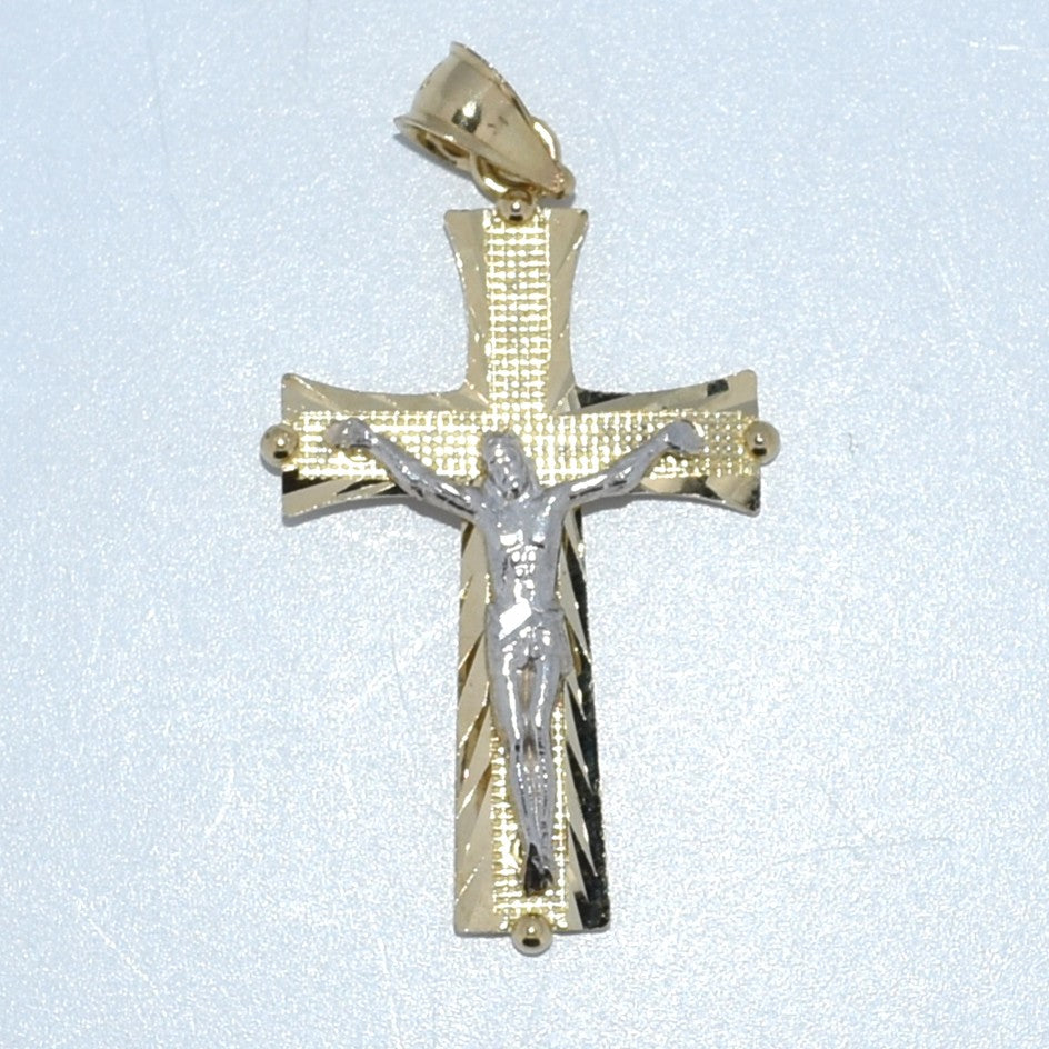 14K Gold | Two Tone Crucifix Pendant