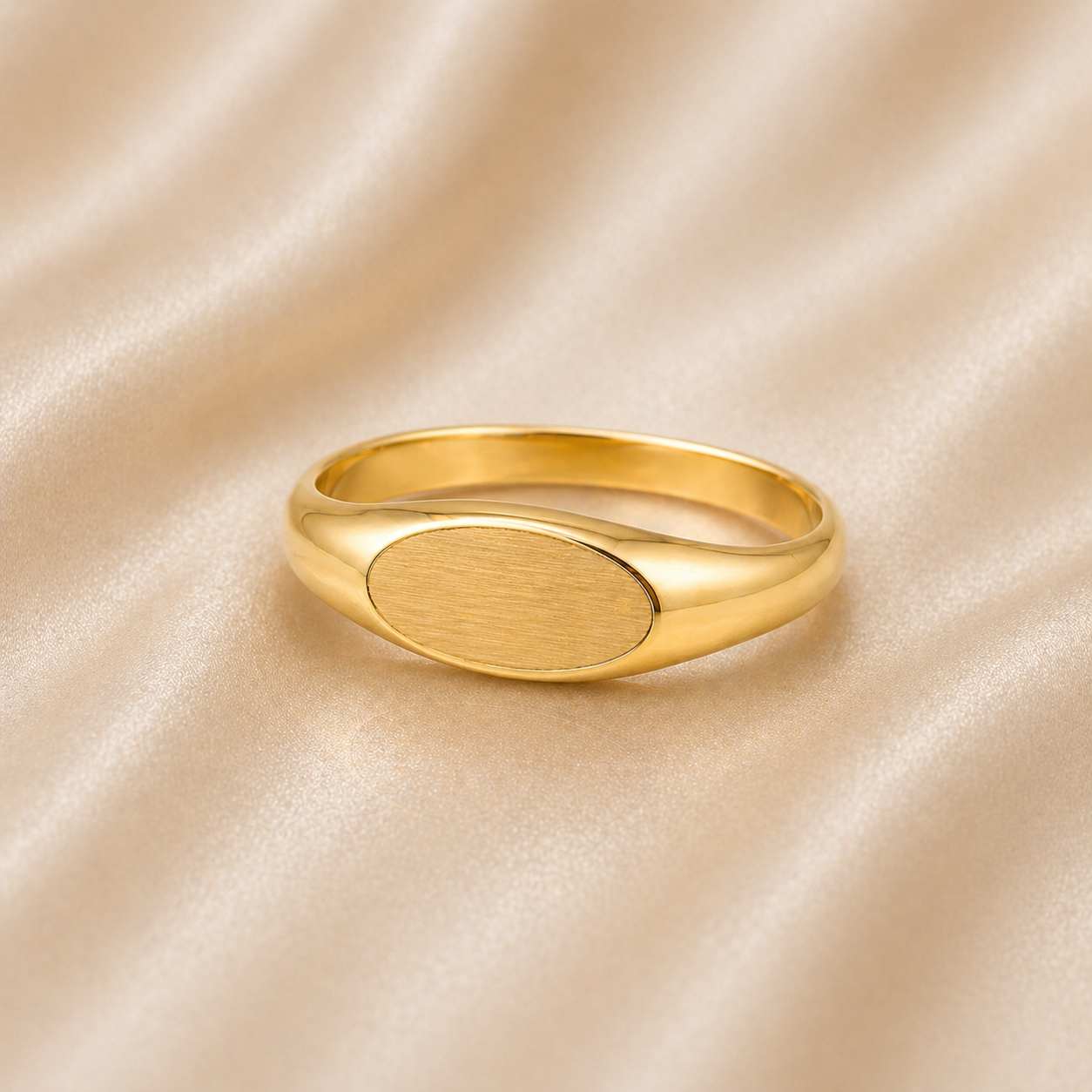 elongated oval 19.2k signet ring unisex Portuguese gold engravable  
