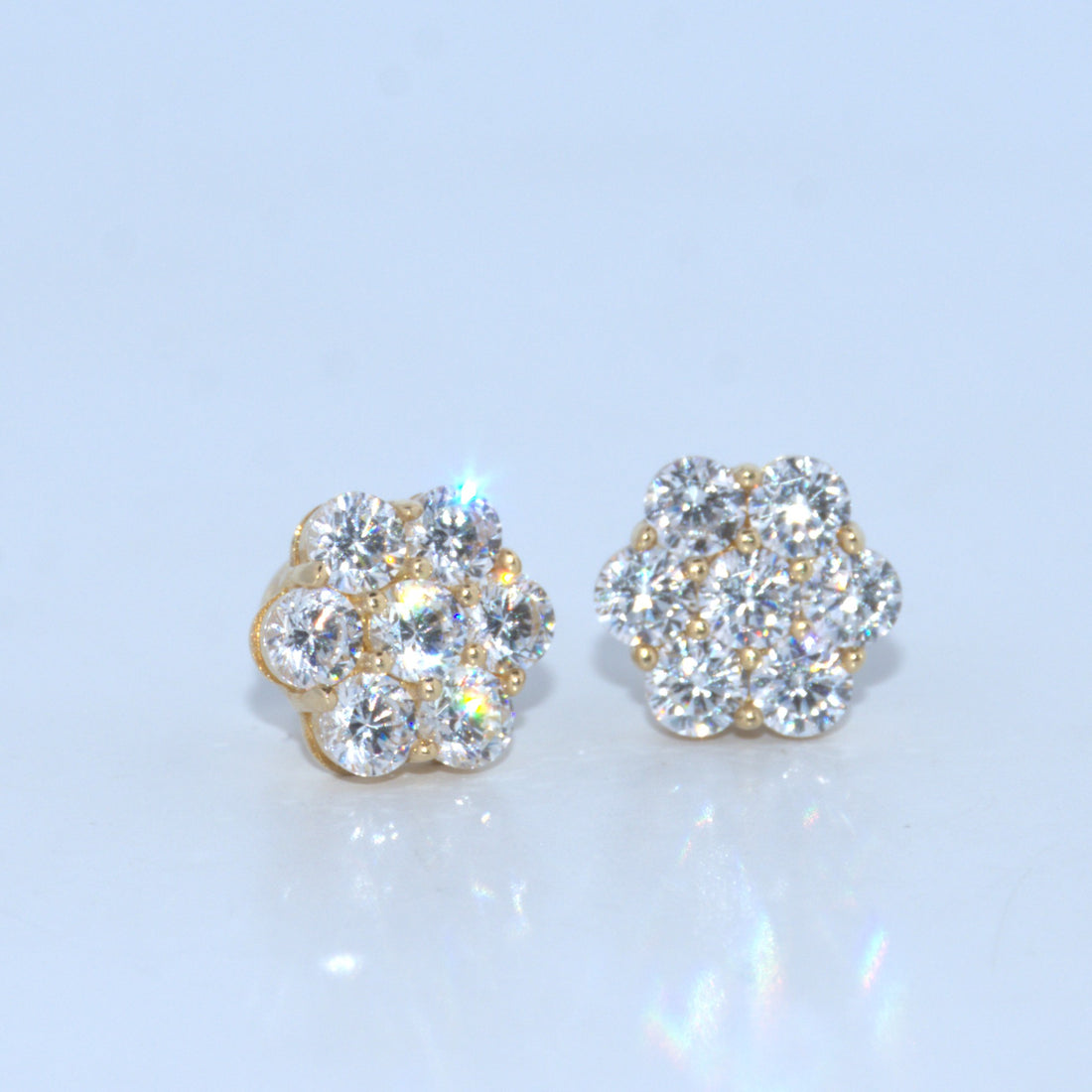 14K Gold | YG Large Flower CZ Earrings
