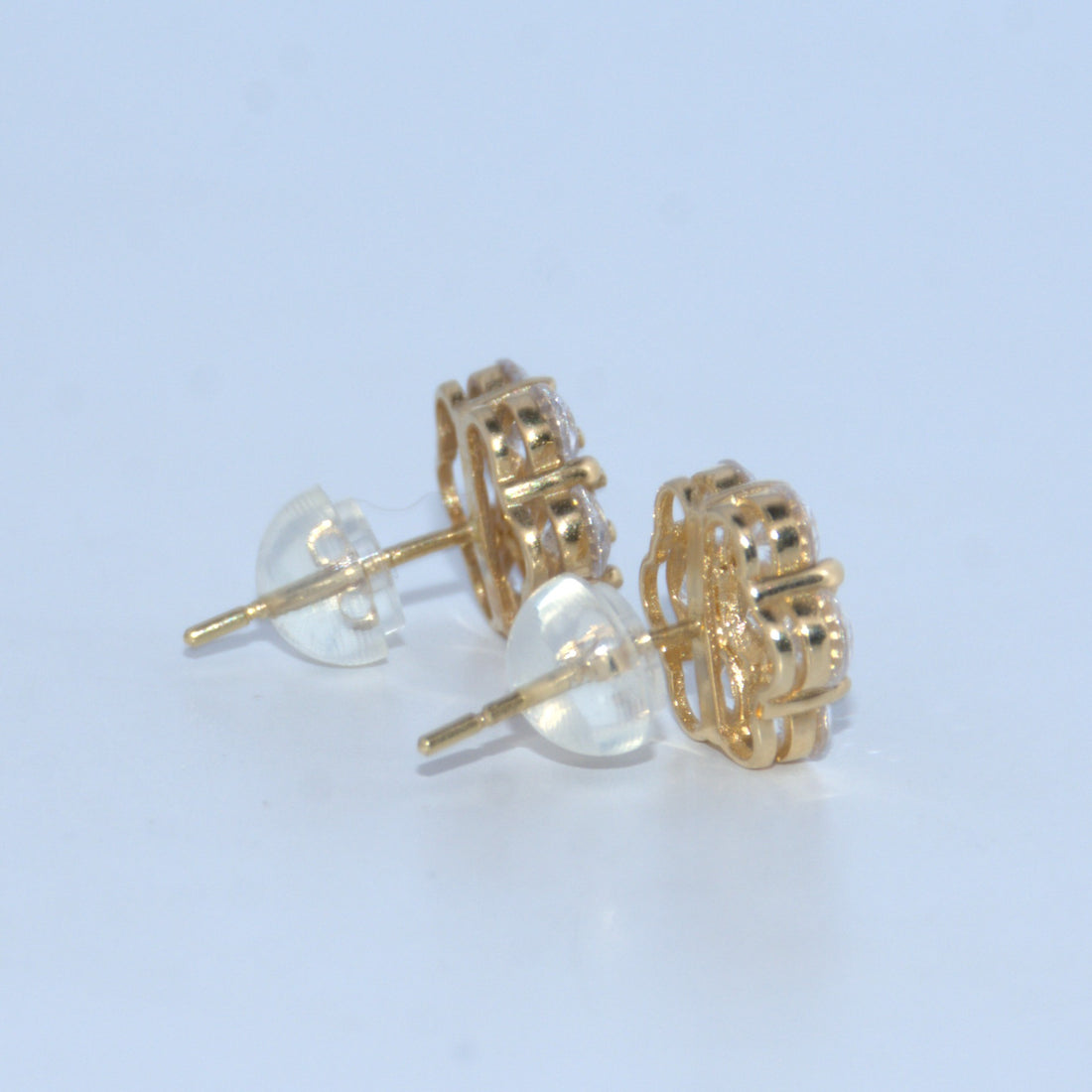 14K Gold | YG Large Flower CZ Earrings