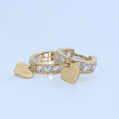 14K Gold | YG CZ Hoop with Heart Dangle Huggies