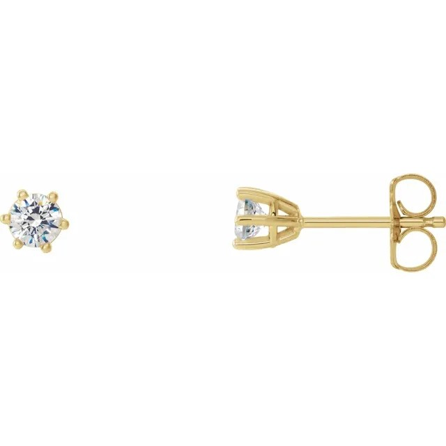 14K Gold | YG 1/3 cttw Round Stud Solitaire 6 prong Earrings