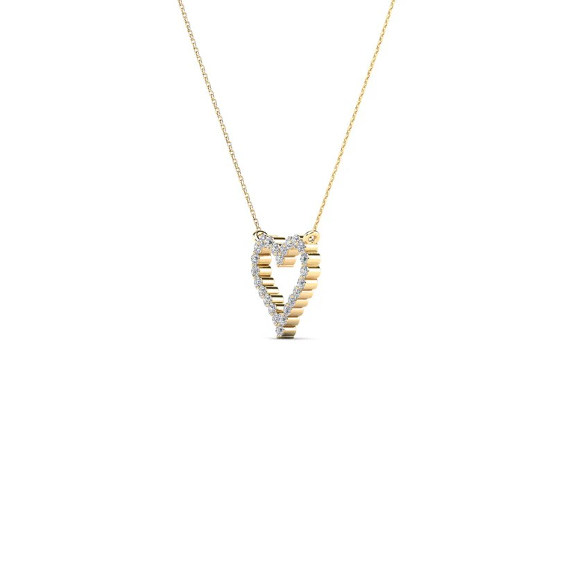 14K Gold | Solid Gold 0.17ctw Heart Diamond Necklace