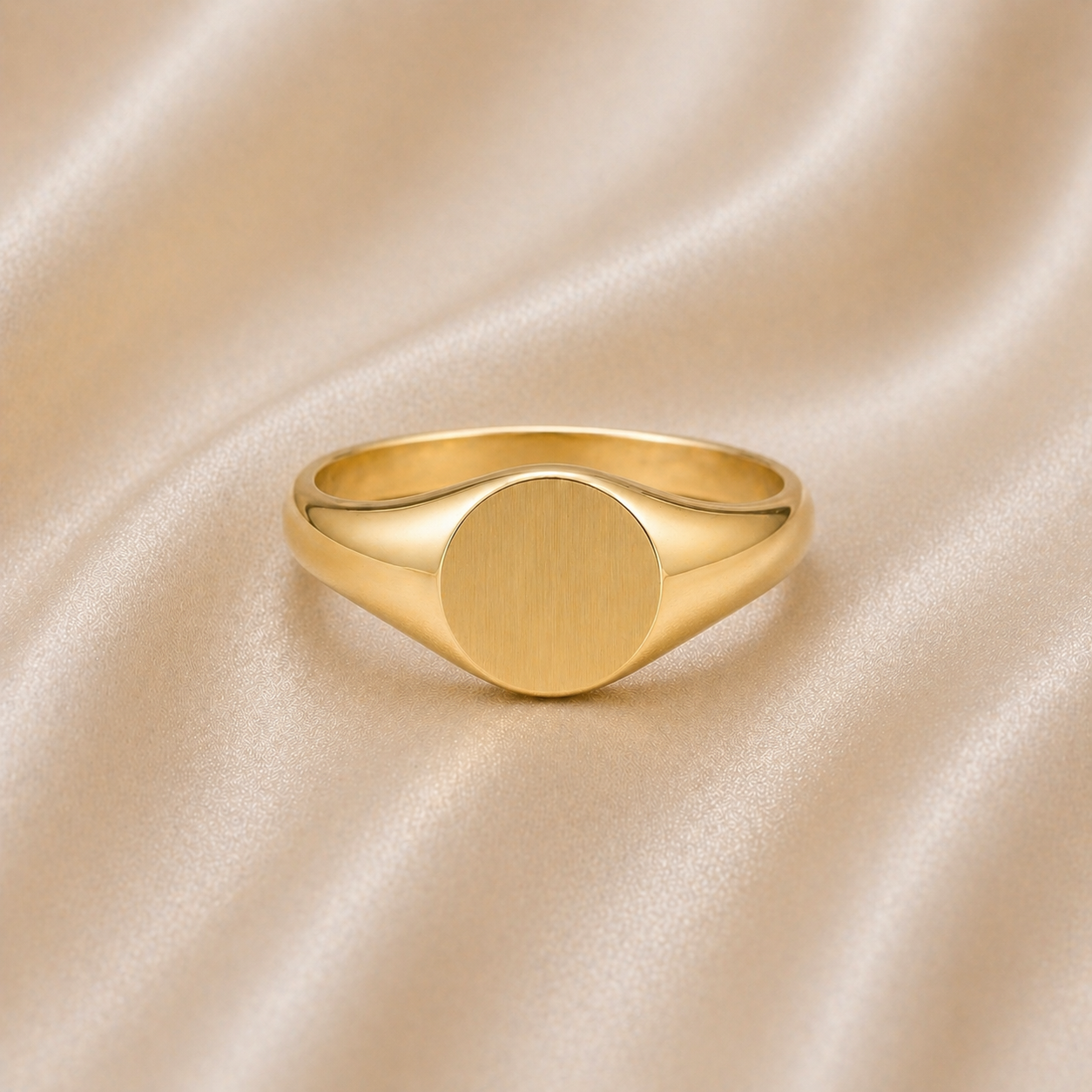large Round Signet Unisex 19.2k Portuguese Gold Ring engravable solid 