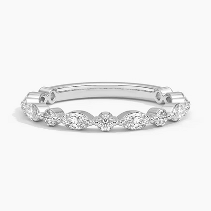 14K Gold | .43ct Lab Eternity Marquise and Round diamond Wedding Band
